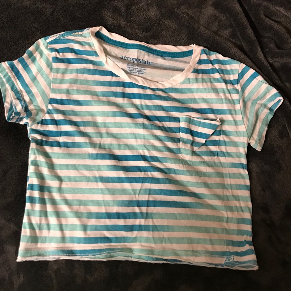 Blue striped crop top